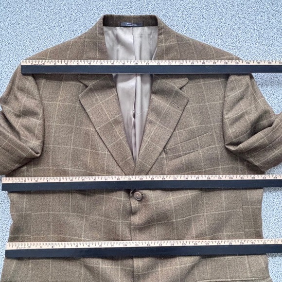 Hart Schaffner Marx Windowpane Plaid Blazer 44L Brown Sport Jacket Parisian Wool - Picture 14 of 16